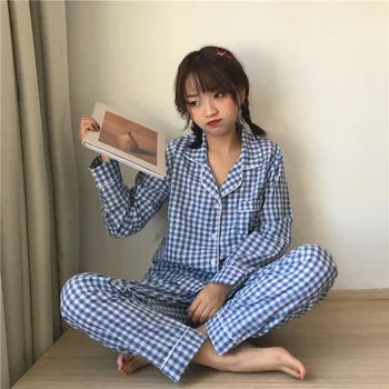 2021 kórejskej Ženy Pyžamo Súpravy s Nohavice Bavlna Pijama Koberčeky Jar Leto Sleepwear Pyžamo Roztomilý Noc Nosenie Nightsuits