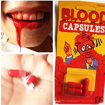 6Pcs Kostým Falošné Krvi Tabletky, Kapsule Horor Zábavné Halloween Gag Vtip Party Set