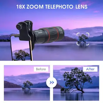 APEXEL Optický Zoom 18X HD Objektív, Monokulárne Ďalekohľad Nanášanie Pôsobnosti w/Statív A Klip Mobilný Telefón, Fotoaparát, Objektív pre Smartphony
