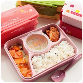 Potravinársky Plastové desiatu Potravín Kontajner Prenosné Lunchbox pre Potraviny Deti Piknik Microwaveable Obed Bento Box na Večeru