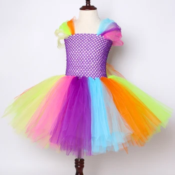 Sladké Rainbow Candy Dievčatá Tutu Šaty Ručné Načechraný Roztomilé Farebné Tylu Šaty Deti Narodeninovej Party Šaty pre Dievčatá Oblečenie