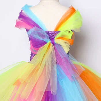 Sladké Rainbow Candy Dievčatá Tutu Šaty Ručné Načechraný Roztomilé Farebné Tylu Šaty Deti Narodeninovej Party Šaty pre Dievčatá Oblečenie