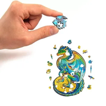 Coloful Dragon Drevené Puzzle Pre Dospelých, Deti, Každé Dieťa, Rodič, Puzzle Skladačka Narodeniny Zvierat Kus Dreva Darčeky V8J8