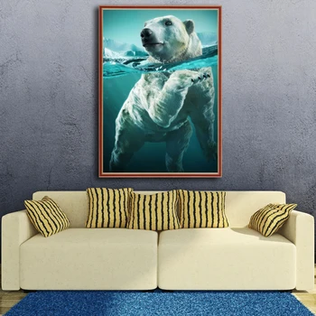 OUYIJIA Olej Zvierat 5D DIY Diamond Maľby Plné Námestie Polar Bear Umenie Drahokamu Mozaiky Domáce Dekorácie Výšivky Cross Stitch