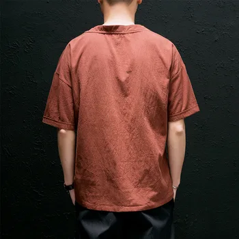 Mens Designer T-Shirts Mládež Voľné Imitácia Plátna-Krátke rukávy T-shirt Japonský Kolo Krku Výšivky Pol-rukávy T-shirt Nové