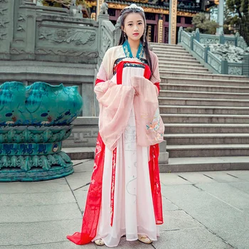 Výšivky Hanfu Ženy folklórny Festival Oblečenie Klasických Tanečných Kostýmov, Spevák Rave Výkon Oblečenie Orientálna Víla Šaty DF1336