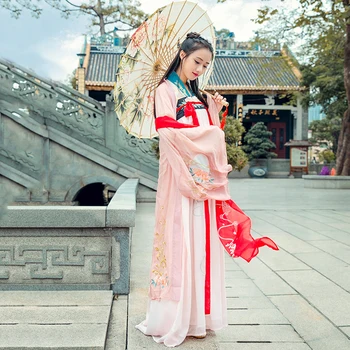 Výšivky Hanfu Ženy folklórny Festival Oblečenie Klasických Tanečných Kostýmov, Spevák Rave Výkon Oblečenie Orientálna Víla Šaty DF1336