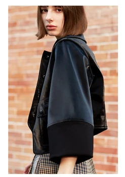 Móda iregular pu kožené bundy žena bola tenká retro štýl dizajnu motorových kožené jacekts kabát F862