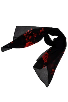 Čierna Vintage Červeného Kvetu, Pobočka Tlač Vzor Šifón Šatka Pre Ženy