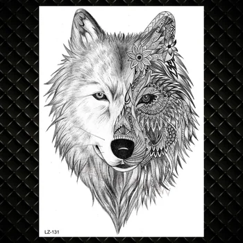 Geometrické Horský Vlk Tetovanie Pre Mužov, Ženy Flash Fox Tempporary Tetovanie Nálepky Dreamcatcher Dimond Vlk Body Art Rameno Tatoos