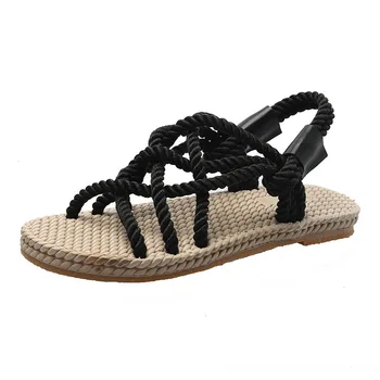 Letné šľapky dámy ploché sandále plážové sandále otvorenou špičkou dámy kríž popruh papuče, topánky, módne all-zápas odolné trend