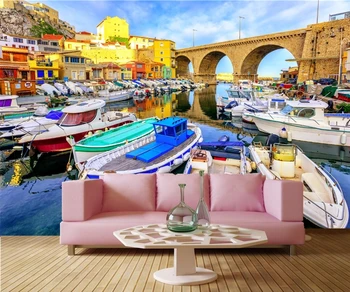 Francúzsko Mosty, Domy motorový čln Lode mesto tapety abstraktných de parede,reštaurácia, bar, obývacia izba gauč tv steny, spálne, 3d nástenná maľba