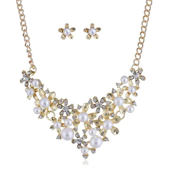 Európske a Americké módne kvetina náhrdelník prívesok náušnice, náhrdelník nastaviť svadobné doplnky FY18082004