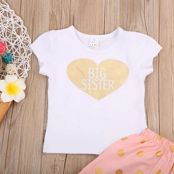 2017 pudcoco Roztomilý Novorodenca Deti Sestra Vyhovovali Big Sister T-shirt Malá Sestra Romper a Nohavice