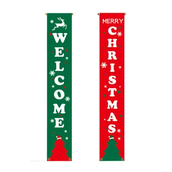 Vianočné Banner Verandu Prihlásiť Strany Obdĺžnika Office Home Holiday Dekor Vlajka Entryway Oxford Handričkou Nový Rok Couplet Dverí Visí