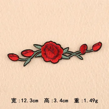 7PCS Rose Vyšívané Šitie na Patch Flower Patch Nálepky na Oblečenie Odznak Šitie Textílie Nášivka Dodávky