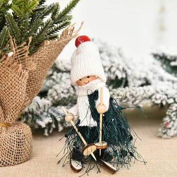 Vianočné Drevené Strapce Lyžovanie Anjel Bábika Prívesky Roztomilý Vianočný Strom Zavesenie Dekorácií na spoločenské Nový Rok Vianočné dekorácie