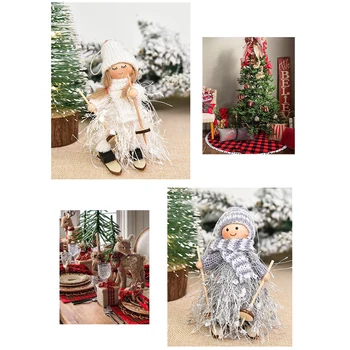 Vianočné Drevené Strapce Lyžovanie Anjel Bábika Prívesky Roztomilý Vianočný Strom Zavesenie Dekorácií na spoločenské Nový Rok Vianočné dekorácie