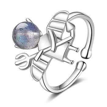 Jednoduché Módy Moonstone Malý Démon Otvorené Prst Krúžky 925 Sterling Silver Strany Krúžok Šperky, Darček Pre Ženy