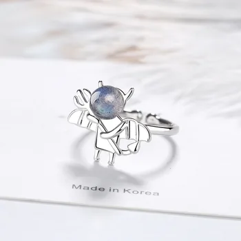 Jednoduché Módy Moonstone Malý Démon Otvorené Prst Krúžky 925 Sterling Silver Strany Krúžok Šperky, Darček Pre Ženy
