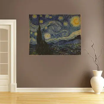 2016 Hot predaj Vincent Van Gogh Farby-Hviezdna Noc-art samolepky na stenu miestnosti odtlačkový domáce dekorácie asd