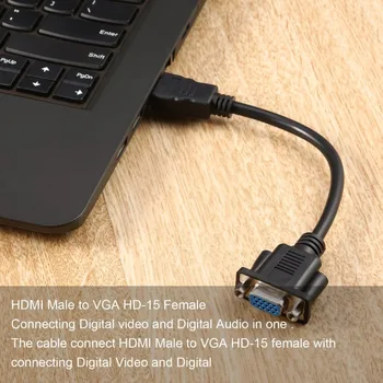30 cm HDMI Samec Na VGA D-SUB Female Video AV Adaptér Converter HDMI Kábel pre HDTV Set-Top Káble Adaptores Dropshipping