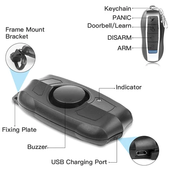 Nabíjanie pomocou pripojenia USB, Diaľkové Ovládanie Vibrácií Budíka Bicykel, Motocykel, Auto na Elektrický pohon Vozidiel Bezpečnostné Alarmy pre Domáce Senzor Alarmu