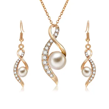 Dubaj Elegantné Ženy Náhrdelníky Náušnice Šperky Crystal Strany Módne Šperky Sady Indian Svadobné Svadobné Doplnky Dievčatá Dary