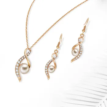 Dubaj Elegantné Ženy Náhrdelníky Náušnice Šperky Crystal Strany Módne Šperky Sady Indian Svadobné Svadobné Doplnky Dievčatá Dary