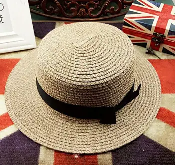 Dámske letné klobúk pláži slamený klobúk dámy clonu módne ručne vyrábané bežné ploché luk slnko klobúk dámy