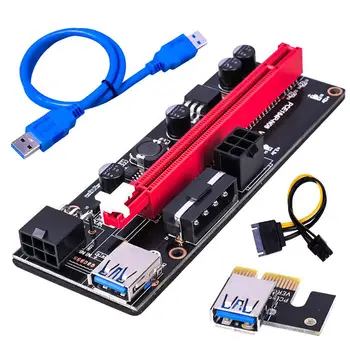VER009S PCI-E Stúpačky Karty Duálne 6Pin Karty Adaptéra PCIe 1X až 16X Extender Kartu USB 3.0 Dátový Kábel pre BTC Banské Banské