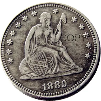 USA 1889 v Sede Slobody Štvrťroku Dolárov Strieborné Pozlátené 25 Centov Kópiu Mince