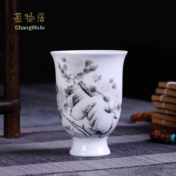 Changwuju v Jingdezhen čína Poháre & Taniere na grisaille maľovanie na šálku čaju maľoval Jinhongxia pre hostiteľa použiť longquan celadon