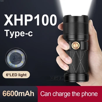 2021NEW XHP100 6600mAh Baterka USB Nabíjateľné Teleskopická zoom Taktické Svietidlá 5 režimov 6 LED Baterkou XHP90 XHP70 XHP50 Cree