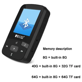Nový, Originálny RUIZU X50 Bluetooth reproduktor Športové MP3 Prehrávač hudby 8G vysokej kvality lossless Záznamník Walkman FM rádio E--knihe