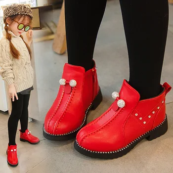 Zimné 2019 detská obuv plus velvet dievčenské topánky drahokamu Roman topánky Britskej detské topánky deti, dievčatá topánky