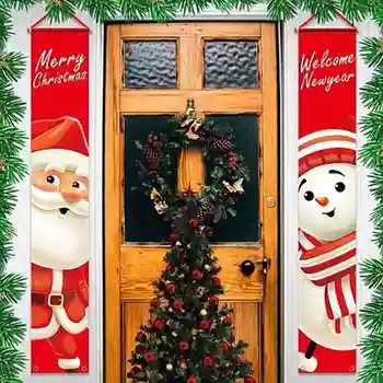 Santa Claus a Vianočné Snehuliak Banner šťastné a Veselé Vianoce, Výzdoba pre Home 2020 Vianočný Dekor Dverí Vianočné Navidad Noel Nový Rok Darčeky