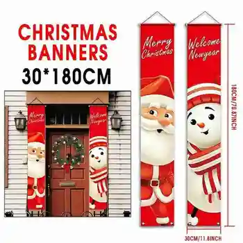 Santa Claus a Vianočné Snehuliak Banner šťastné a Veselé Vianoce, Výzdoba pre Home 2020 Vianočný Dekor Dverí Vianočné Navidad Noel Nový Rok Darčeky