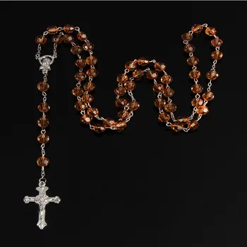 8 mm Rez Ruženec Plastové Crystal Korálky Katolíckej Náhrdelník s Svätej zemi Medaila Kríž Modlitby, Náboženské Šperky