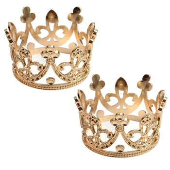 1 Pár Gold Crown Cake Vňaťou Vintage Koruny Malé Zlaté Svadobné Torty Top Princezná Korún Vlasy, Šperky pre svadby zákaziek