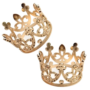 1 Pár Gold Crown Cake Vňaťou Vintage Koruny Malé Zlaté Svadobné Torty Top Princezná Korún Vlasy, Šperky pre svadby zákaziek
