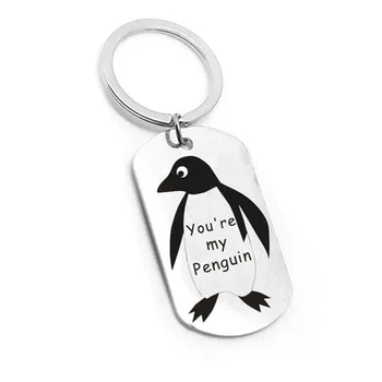Nové Nerezové ste môj penguin Keychains Striebornej Farby Penguin kľúčenky Keyrings