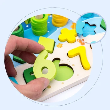 Drevené Hračky Montessori Vzdelávacích Deti Busy Board Matematika Geometria Auta Predškolského THJ99