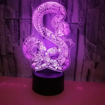 Farebné Snake 3D LED RGB Nočné Svetlo 7 Farieb Zmeniť Stôl Svetlo Akčné Figúrky 2859 Detský Domov Vianočné Hračky