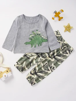 Imcute Novorodenca Chlapec Dievča Oblečenie Dinosaura Topy T-Shirt+Camo Nohavice, Oblečenie, Tepláky