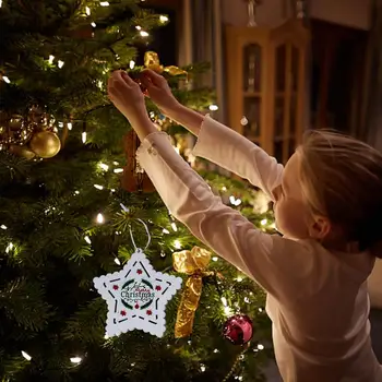 Vianočné Drevené Zavesenie Ozdoby na Vianočný Stromček Dvere, Steny Prívesok Pentagram Srdce Vianočný Strom Snowflake Tvarované Ozdobu 1PC J2