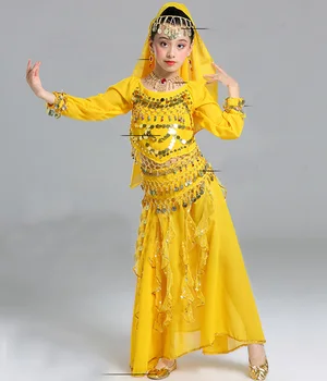 5pc/set Dievča Kostýmy Brušného Tanca pre Deti, Tanečné Kostýmy Detí Výkon Dieťa Indických Fáze Flitrami Brušného Tanca Oblek