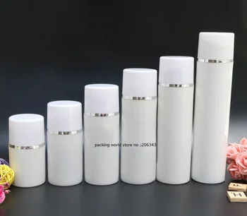 50 ML bieleho plastu airless fľašu s silver line na mlieko/emulzie/sérum/anti-UV opaľovací krém, krém/nadácia pre starostlivosť o pleť packin
