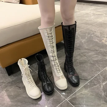 2020 Žena vzduchovej priepustnosti topánky Ženy'sBlack orwhite boot Dlhé a krátke ankel módne lady topánky martain Topánky pre ženy