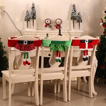 Vianočné Stoličky Zadný Kryt Santa Claus Elf Stoličky Zahŕňa Jedálenský Stôl Dekor Reštaurácia Stoličky Kryt Vianoce, Nový Rok Dodávky Dekor